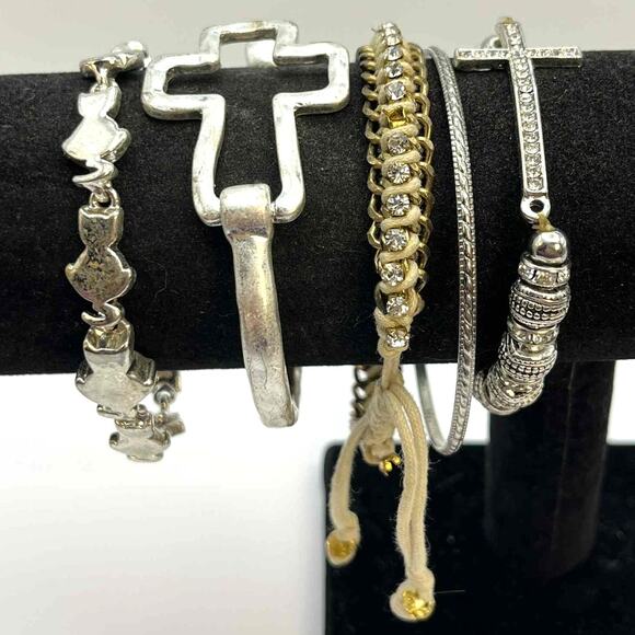 Silver Cross & Angel Bracelet Bundle - Picture 1 of 3
